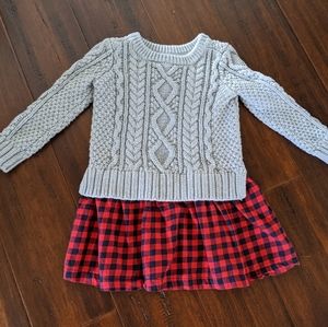Gap sweater dress with buffalo check skirt